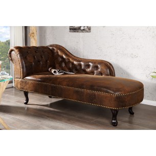 Méridienne design Chesterfield teinté marron antique Méridienne design Chesterfield teinté marron antique