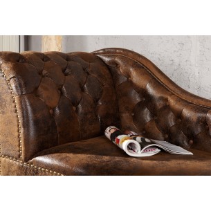 Méridienne design Chesterfield teinté marron antique Méridienne design Chesterfield teinté marron antique
