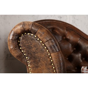 Méridienne design Chesterfield teinté marron antique Méridienne design Chesterfield teinté marron antique