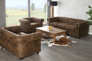 Canapé 2 places design chesterfield capitonné en simili cuir marron Canapé 2 places design chesterfield capitonné en simili cuir marron