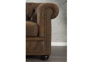 Canapé 2 places design chesterfield capitonné en simili cuir marron Canapé 2 places design chesterfield capitonné en simili cuir marron