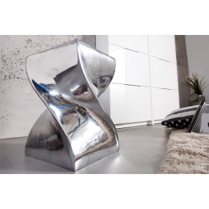 Tabouret design en aluminium argenté 45cm