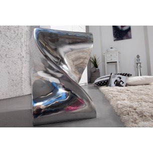 Tabouret design en aluminium argenté 45cm