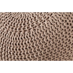 Pouf design BOULE de 50 cm coloris café en coton tricoté
