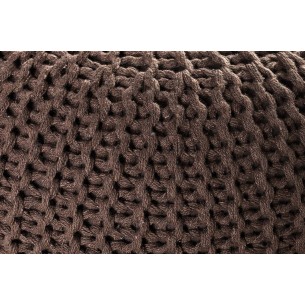 Pouf design BOULE de 50 cm coloris marron en coton tricoté