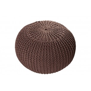Pouf design BOULE de 50 cm coloris marron en coton tricoté