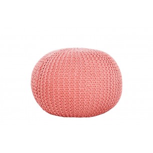 Pouf design BOULE de 50cm coloris corail en coton tricoté