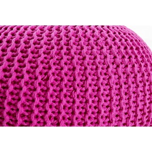 Pouf design BOULE de 50 cm coloris rose en coton tricoté