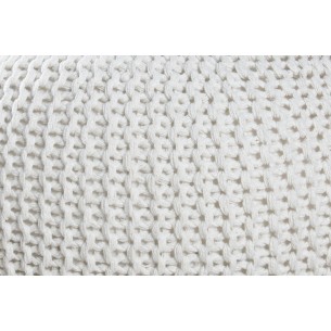 Pouf design BOULE de 50cm coloris blanc en coton tricoté