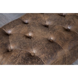 Pouf CHESTERFIELD marron antique en microfibre / bois massif