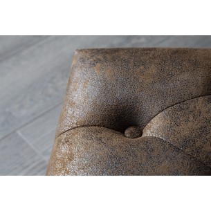 Pouf CHESTERFIELD marron antique en microfibre / bois massif