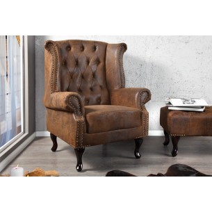 Fauteuil design chesterfield coloris marron