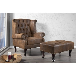 Fauteuil design chesterfield coloris marron