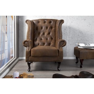 Fauteuil design chesterfield coloris marron