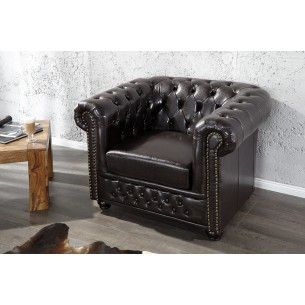 Fauteuil design chesterfield en simili cuir café noir Fauteuil design chesterfield en simili cuir café noir