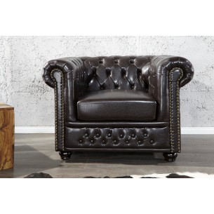 Fauteuil design chesterfield en simili cuir café noir Fauteuil design chesterfield en simili cuir café noir