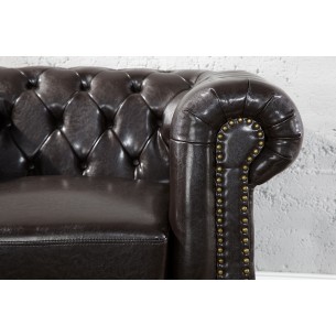 Fauteuil design chesterfield en simili cuir café noir Fauteuil design chesterfield en simili cuir café noir