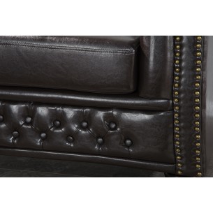 Fauteuil design chesterfield en simili cuir café noir Fauteuil design chesterfield en simili cuir café noir