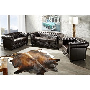 Fauteuil design chesterfield en simili cuir café noir Fauteuil design chesterfield en simili cuir café noir