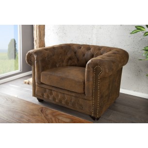 Fauteuil design chesterfield teinté marron Fauteuil design chesterfield teinté marron