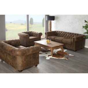 Fauteuil design chesterfield teinté marron Fauteuil design chesterfield teinté marron
