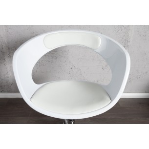 Lot de 2 chaises design en fibre de verre et simili cuir coloris blanc