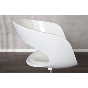 Lot de 2 chaises design en fibre de verre et simili cuir coloris blanc