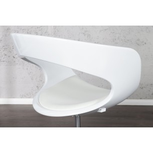 Lot de 2 chaises design en fibre de verre et simili cuir coloris blanc
