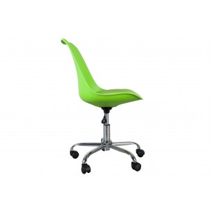 Lot de 4 chaises de bureau à roulettes en simili cuir vert Lot de 4 chaises de bureau à roulettes en simili cuir vert