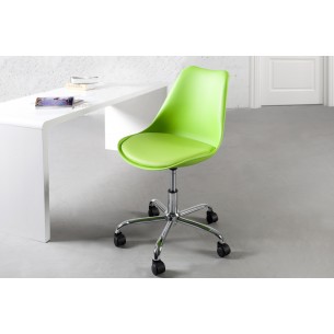 Lot de 4 chaises de bureau à roulettes en simili cuir vert Lot de 4 chaises de bureau à roulettes en simili cuir vert