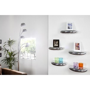 Étagère murale 5 pièces design LARME en aluminium argenté