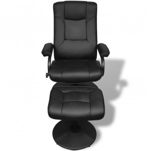 Fauteuil TV avec repose-pied Noir Similicuir