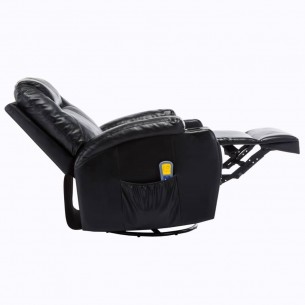 Fauteuil à bascule de massage Noir Similicuir