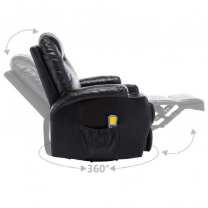 Fauteuil à bascule de massage Noir Similicuir
