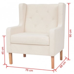 Fauteuil Blanc crème Tissu