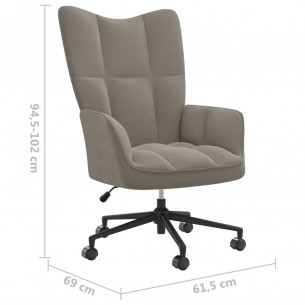 Chaise de relaxation Gris clair Velours