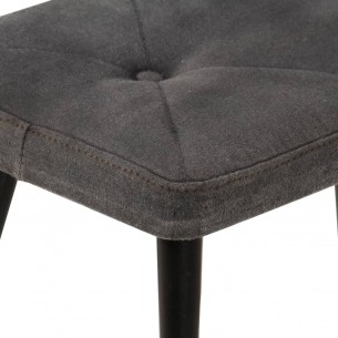 Chaise à oreilles avec repose-pied Noir vintage Toile