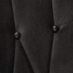 Chaise à oreilles avec repose-pied Noir Cuir véritable