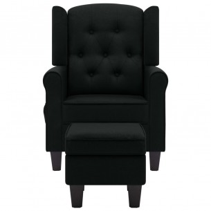 Fauteuil de massage avec repose-pied Noir Tissu