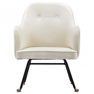 Chaise à bascule Blanc crème Velours