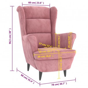 Fauteuil rose velours