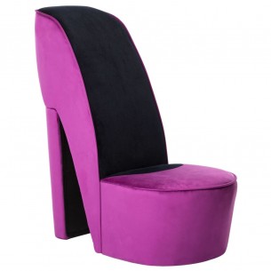 Chaise en forme de chaussure à talon haut Violet Velours Chaise en forme de chaussure à talon haut Violet Velours