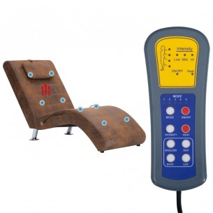Chaise longue de massage avec oreiller Marron Similicuir daim