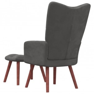 Chaise de relaxation avec repose-pied Gris foncé Velours