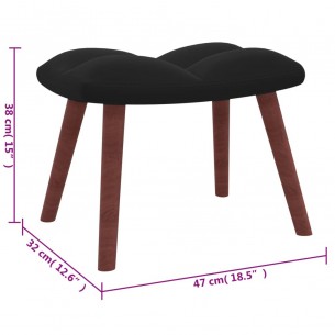 Chaise de relaxation avec repose-pied Noir Velours