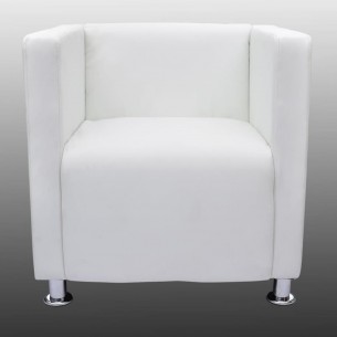Fauteuil cube Blanc Similicuir