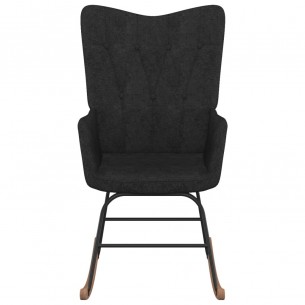 Chaise à bascule avec repose-pied Noir Tissu