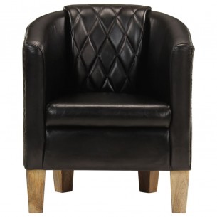 Fauteuil cabriolet noir cuir véritable