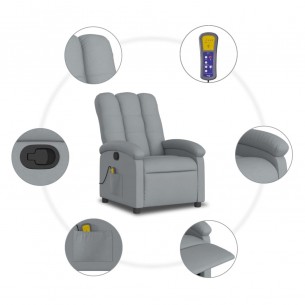 Fauteuil de massage inclinable Gris clair Tissu