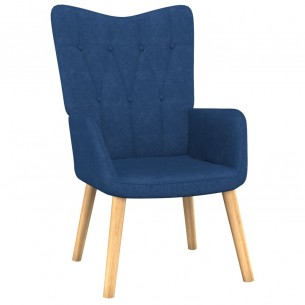 Chaise de relaxation avec tabouret Bleu Tissu